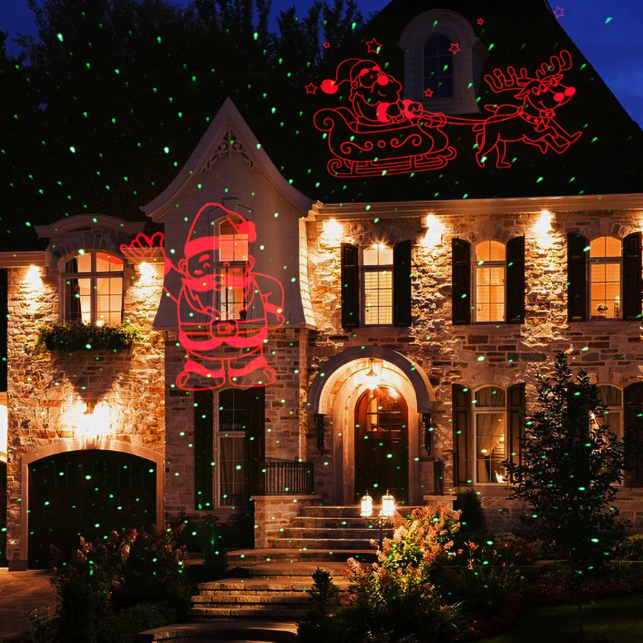 Laser Projector Light – Outdoor Santa and Elk Holiday Decoration