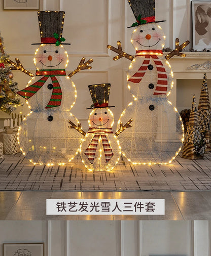 120cm 3pcs Family Deer & Glowing Reindeer Family Snowman Christmas Light Led