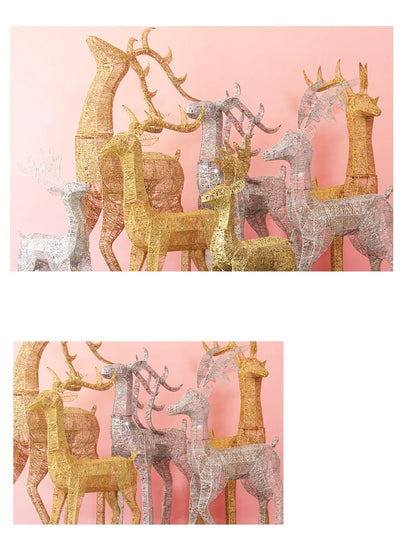 Golden Deer Cart ELK Ornaments Christmas Tree Scene