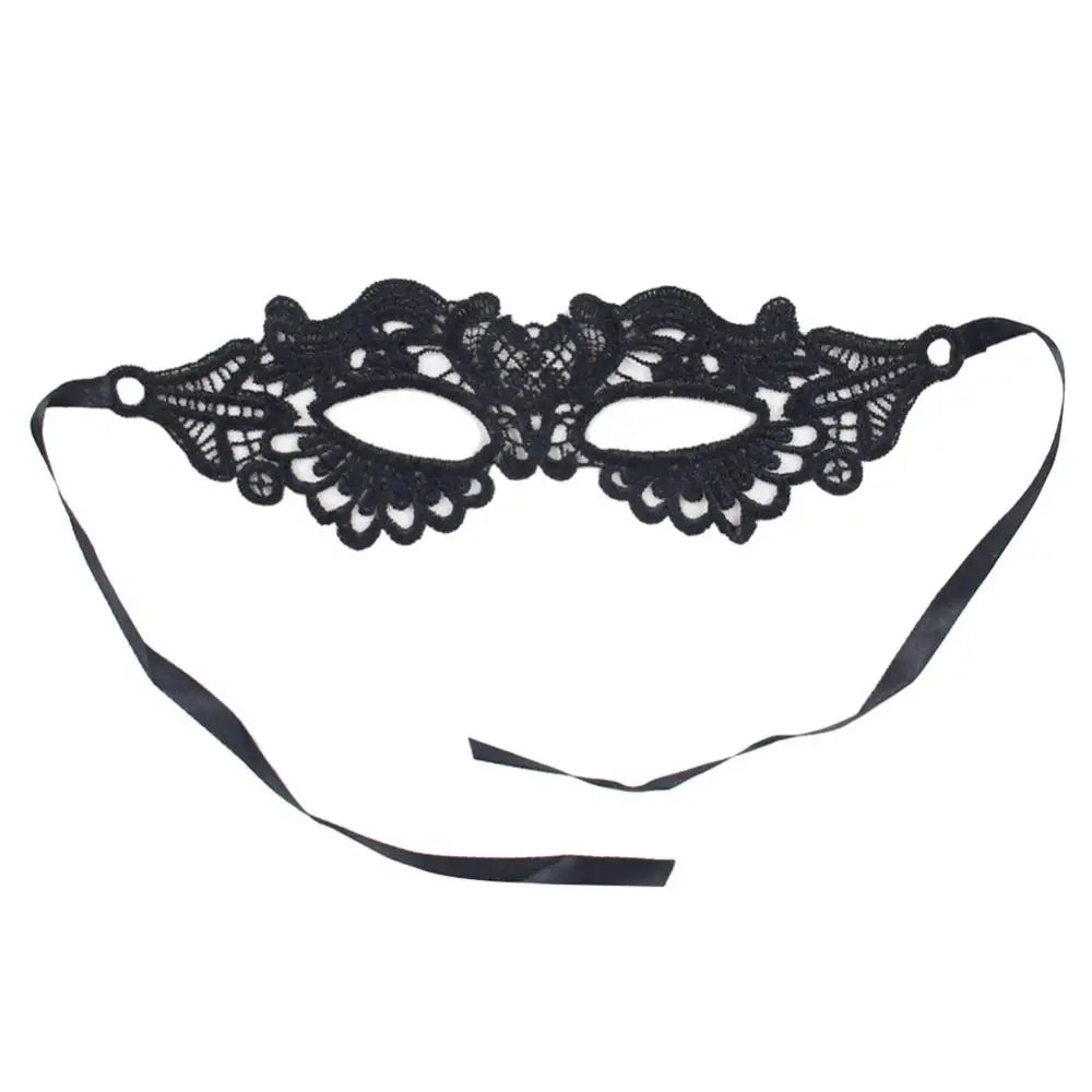 Black Party Mask for Women Hollow Lace Masquerade