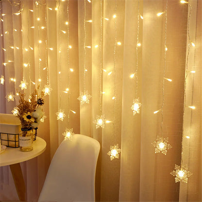 Snowflake LED Fairy String Light Flashing Garland Lamp Waterproof Outdoor Party Light