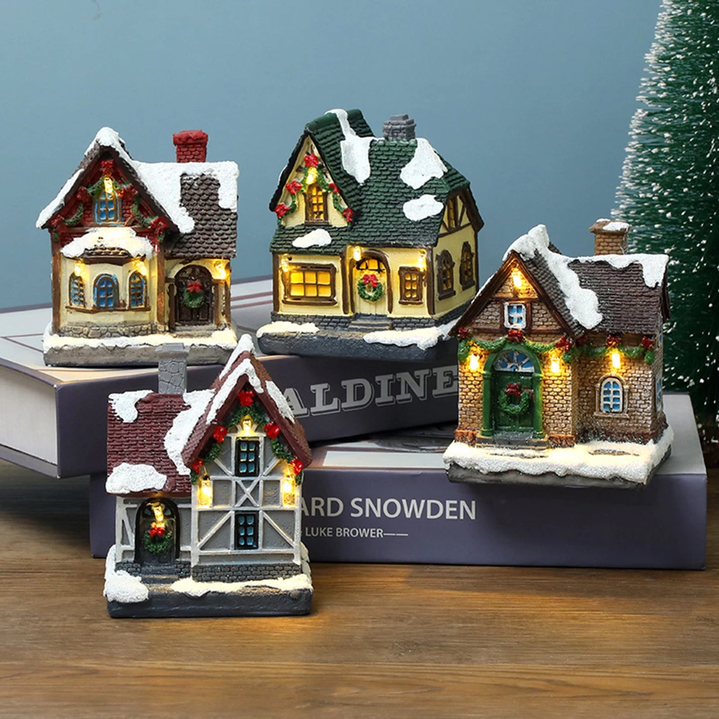 Led Light House Model Winter Snow Scene Landacape