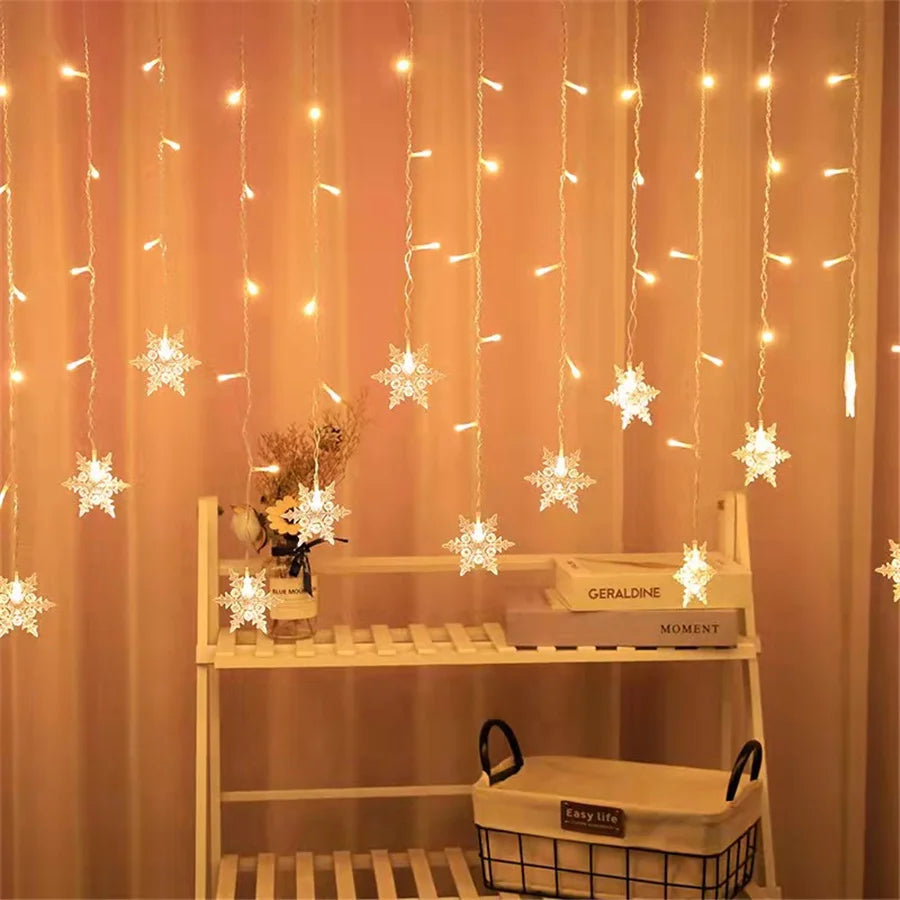 Snowflake LED Fairy String Light Flashing Garland Lamp Waterproof Outdoor Party Light