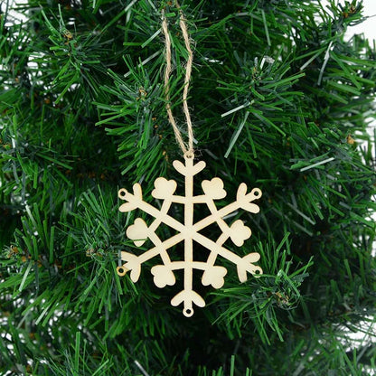 10Piece Christmas Tree Wooden Snowflake Hanging Ornament