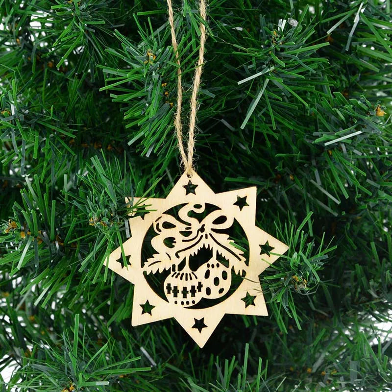 10Piece Christmas Tree Wooden Snowflake Hanging Ornament