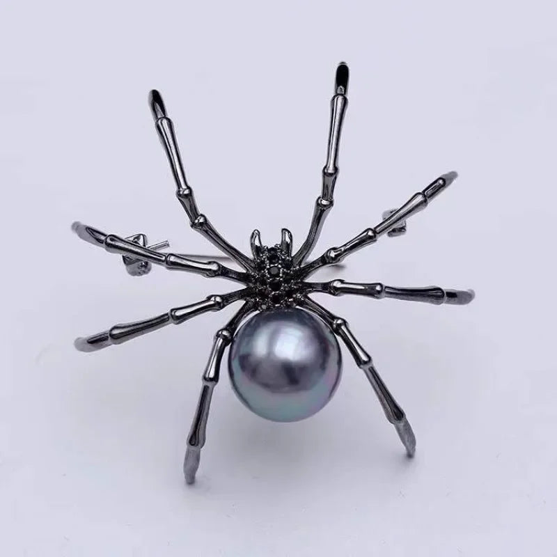 Retro Punk Goth Spider Brooch Pin for Women and Men