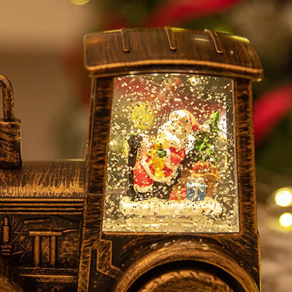 Christmas Snow Globes Vintage Bronze Tractor-Shaped Santa Claus Snowman Christmas Lantern