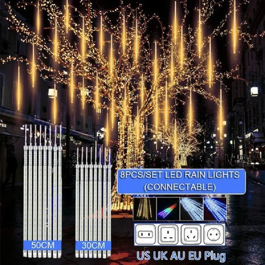 30cm /50cm Waterproof Meteor Shower Rain 8 Tube LED String Lights