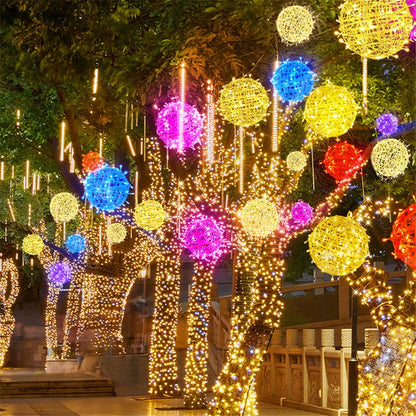 LED Round Rattan Ball Christmas Fairy Lights for Home Garden Decoration