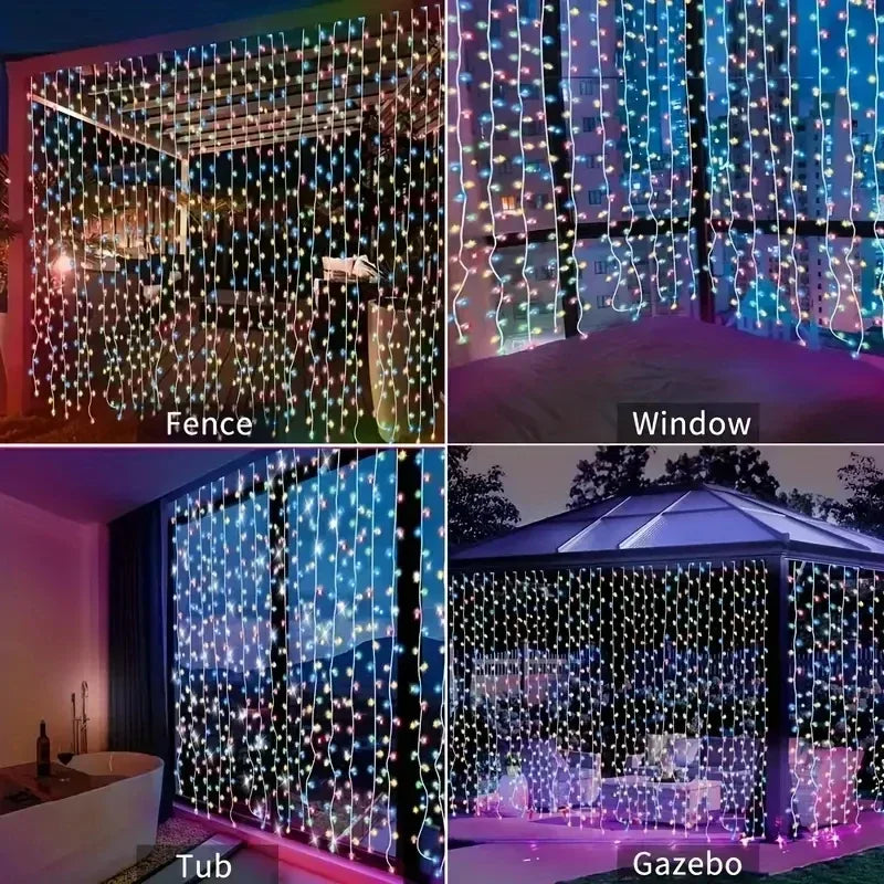 LED Curtain Fairy Lights 8 Lighting Modes Christmas Decoration