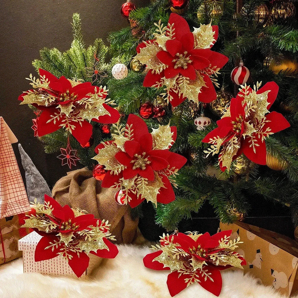 9cm Glitter Artifical Christmas Flowers Tree