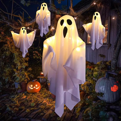 Glowing White Ghost LED Hanging Ghosts