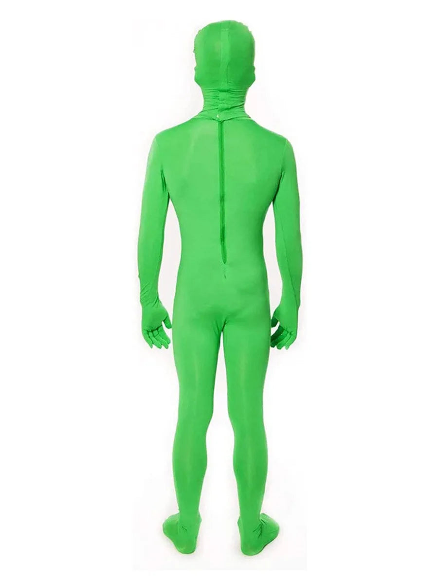 Halloween Mascot Cartoon Human Character Costume green Alien jumpsuit Costume for Adult