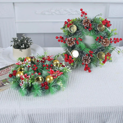 Candlestick Garlands Christmas Wreath - Elegant Seasonal Decor