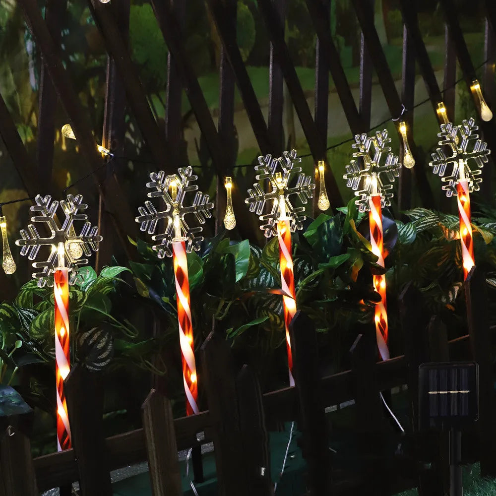 Christmas Crutches Solar Lights Outdoor Lollipop Lamp 5pcs