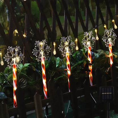 Christmas Crutches Solar Lights Outdoor Lollipop Lamp 5pcs