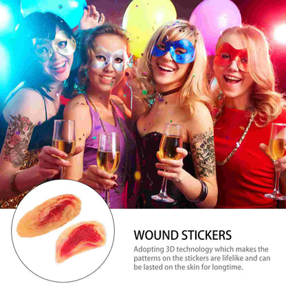 4 pcs 3D Horrible Fake Scars Wound Latex Stickers