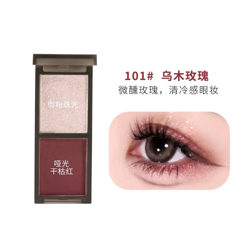 Biya 2 Color Eyeshadow Protable Red Black Plate Matte Eye Shadow