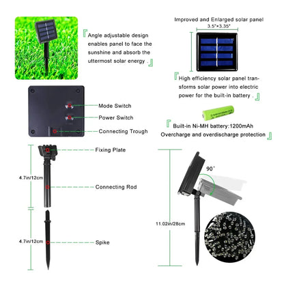 LED Solar String Light Fairy Outdoor Garden Waterproof Lamp