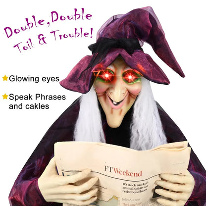 Halloween Life Size Talking Witch Outdoor Purple