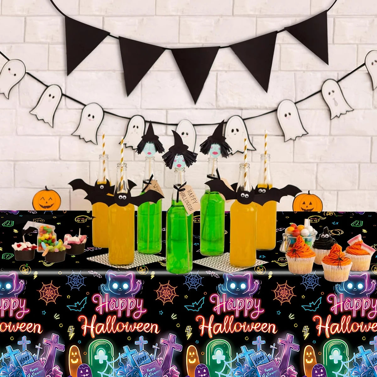 Fluorescent Halloween Tablecloth - Festivewarehouse™