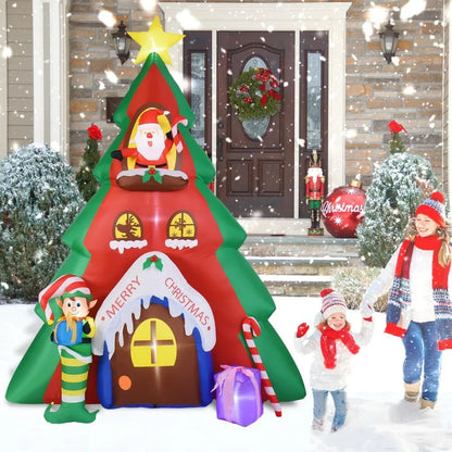 10FT Inflatable Christmas Tree & Santa Claus House Decoration