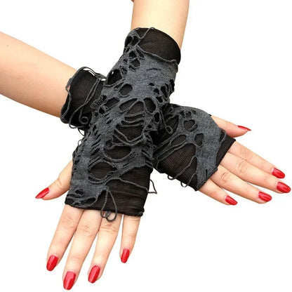 Gothic Black Fingerless Long Gloves - Festivewarehouse™