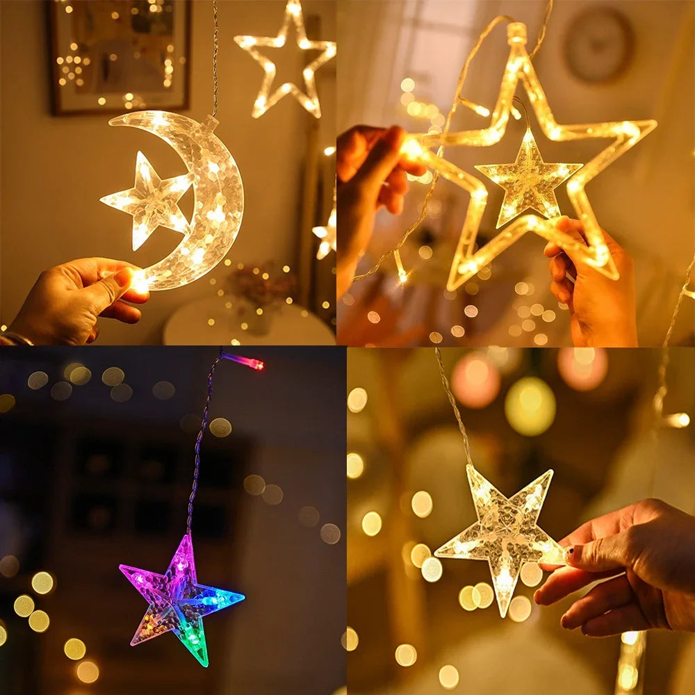 Curtain Garland Star Moon Fairy String Lights Led