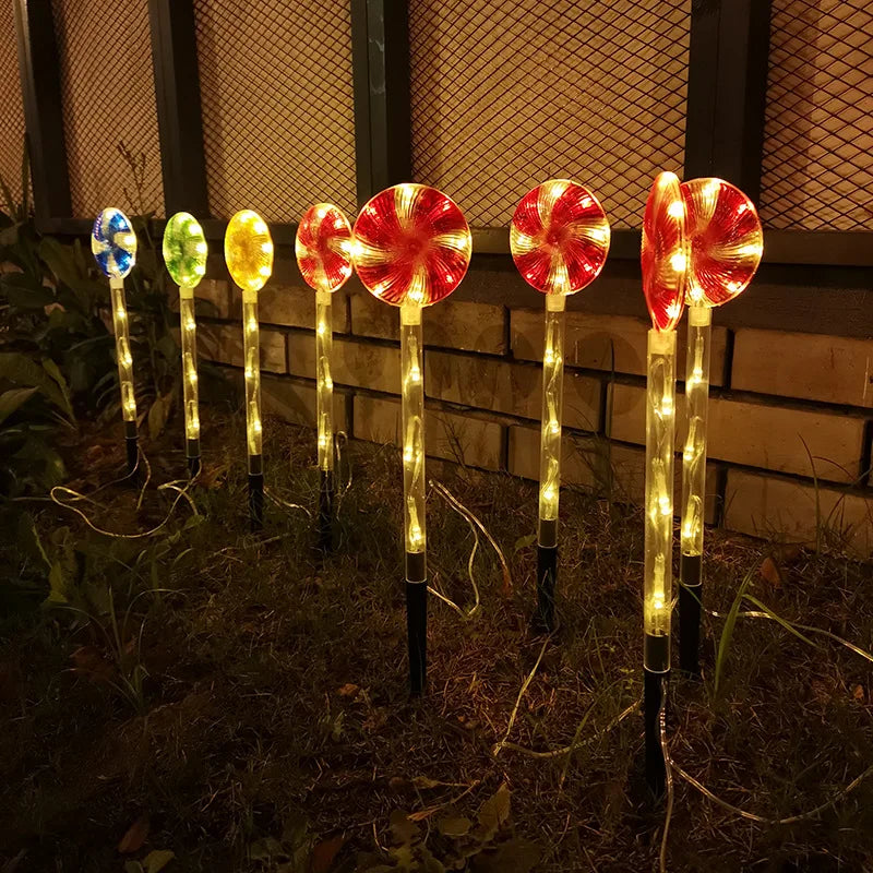 4 Pcs Solar Lights Lollipop Outdoor Lamps