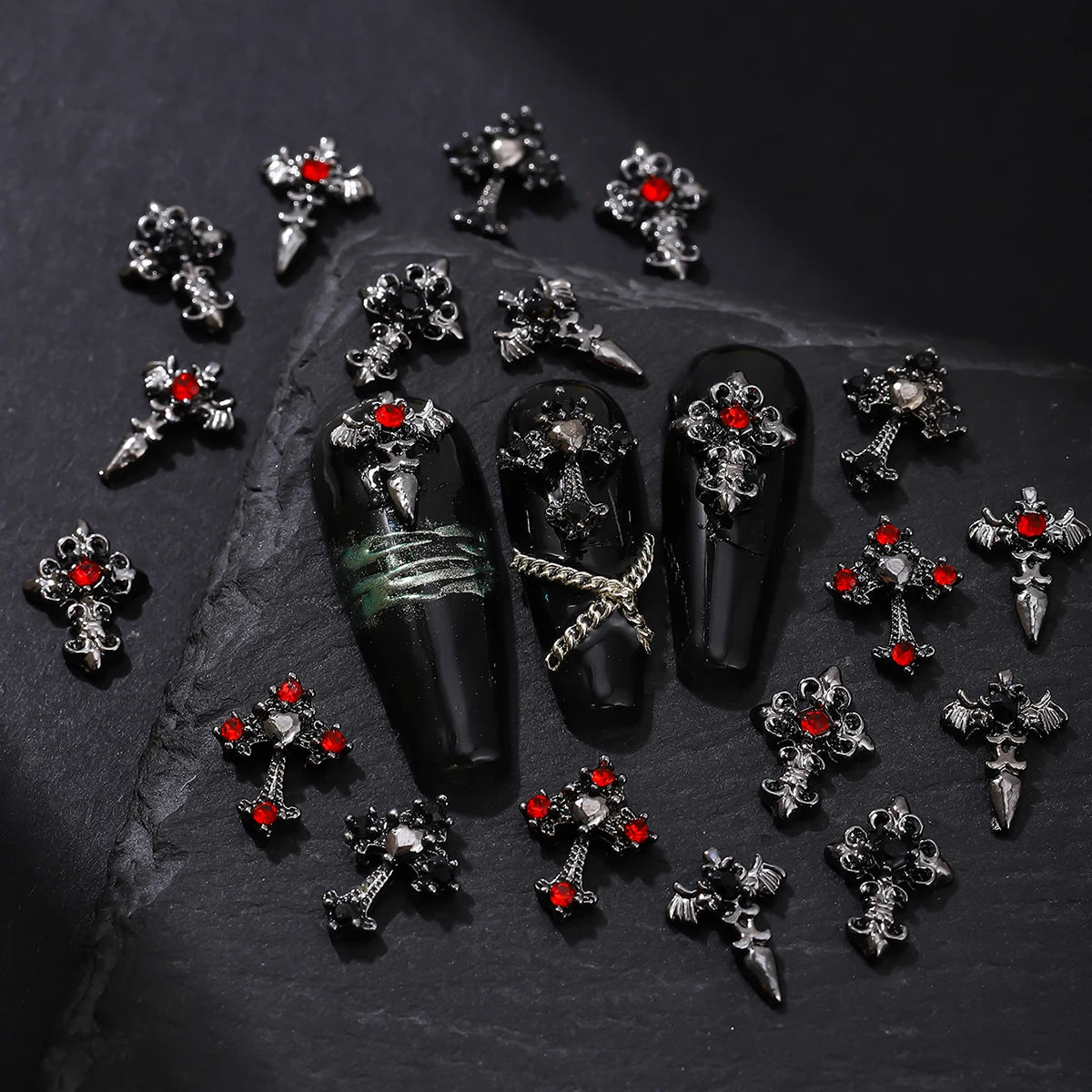 10pcs/pack Punk style three-dimensional cross personalized nail art alloy