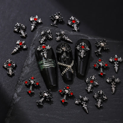 10pcs/pack Punk style three-dimensional cross personalized nail art alloy
