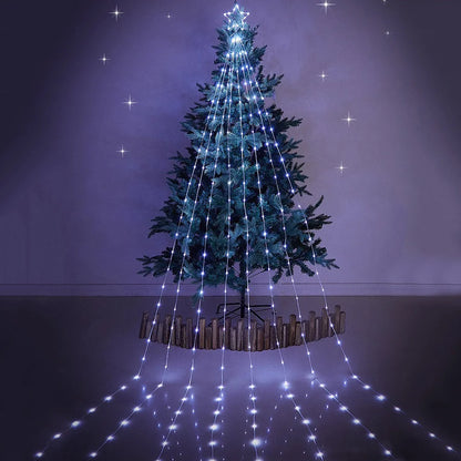 8 Modes Waterfall 9X2M Topper Star Garland