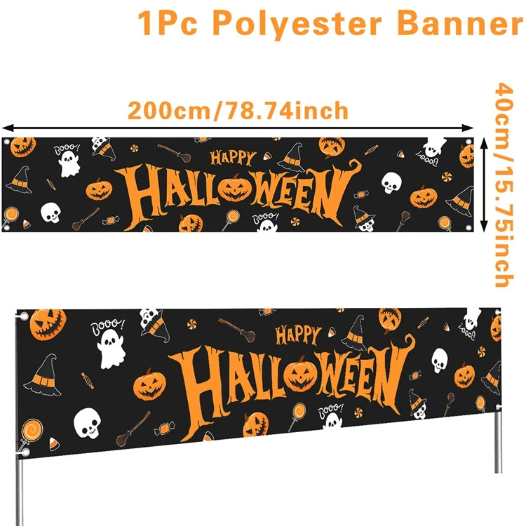 Happy Halloween Banner Pumpkin Ghost