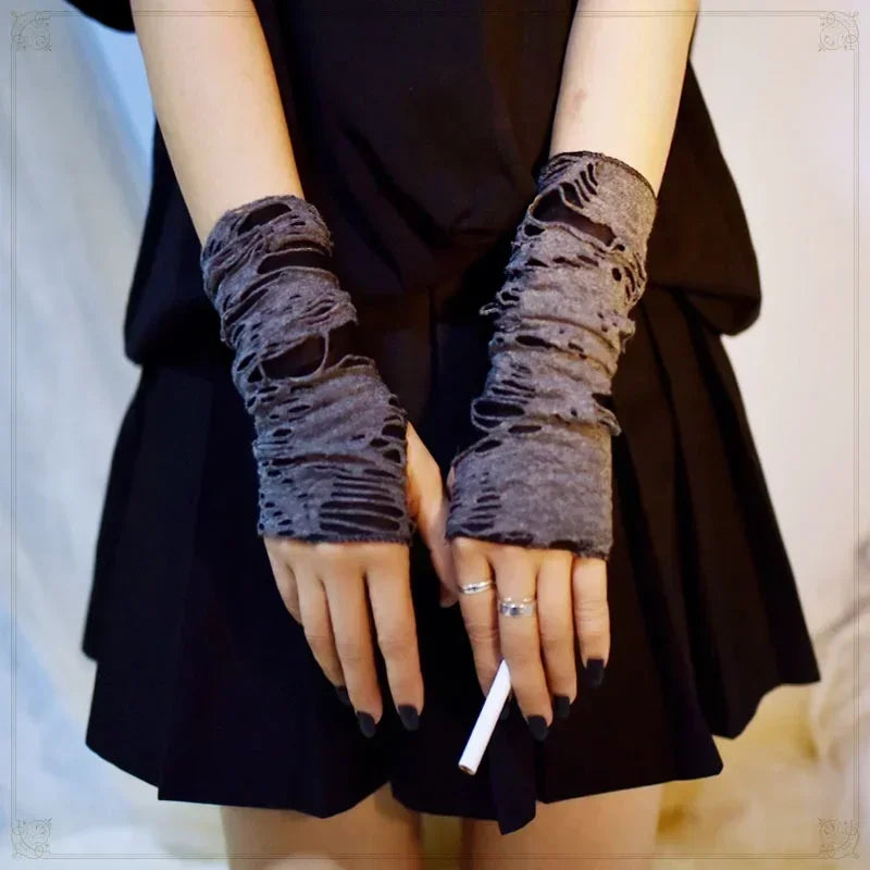 Gothic Black Fingerless Long Gloves - Festivewarehouse™