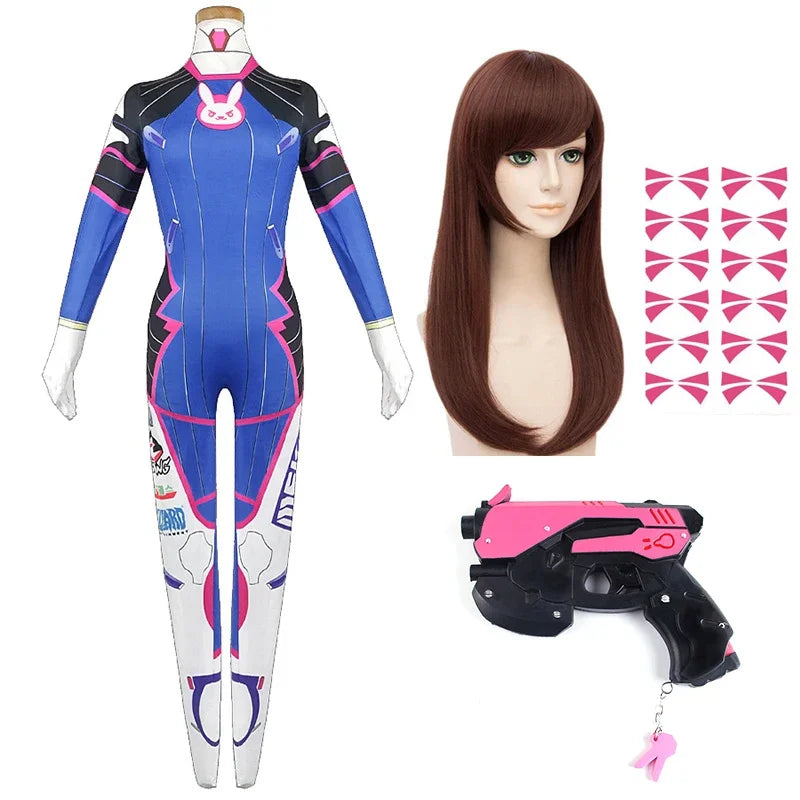 Anime Woman Jumpsuit Tights Dva Cosplay Costume