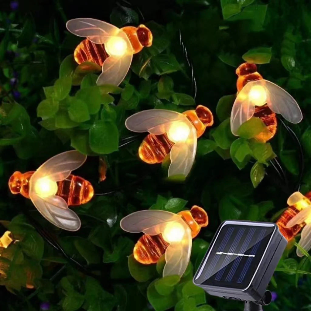 Solar String Light 100 LED Cute Bee Outdoor Light