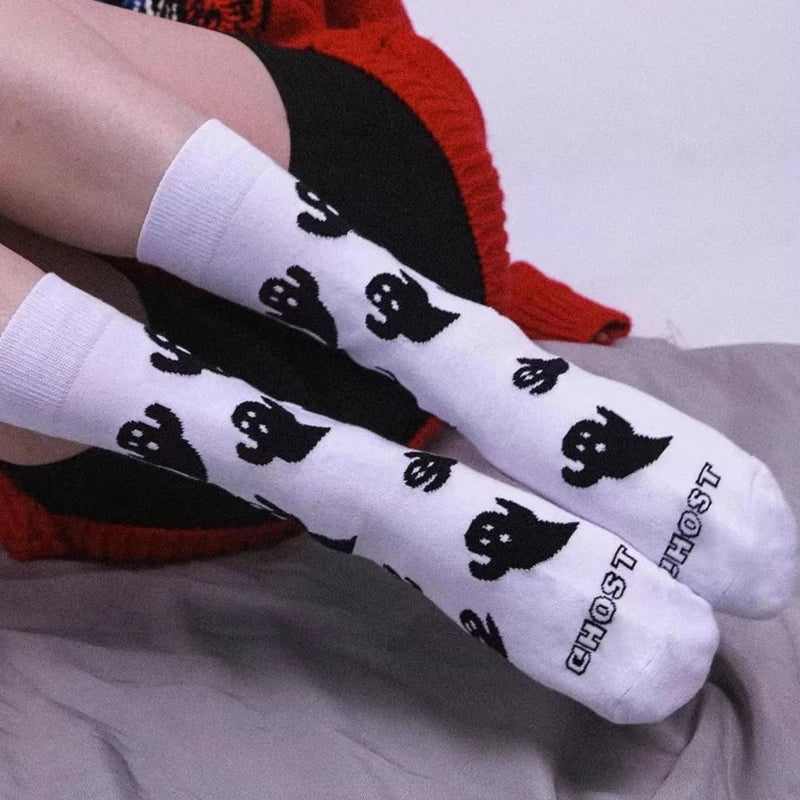 Spooky Ghostly Pattern Middle Calf Socks