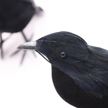 Small  fake bird realistic black crow Decoration