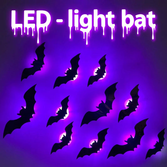 LED Bats Spider Decor - Glow-in-the-Dark 3D