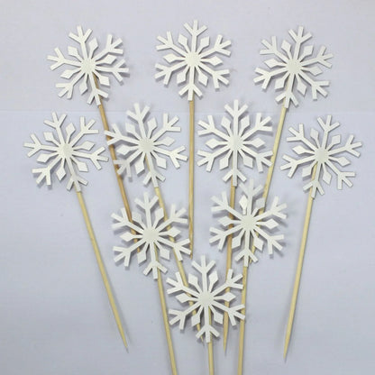 10 Pcs Snowflake Cupcake Toppers