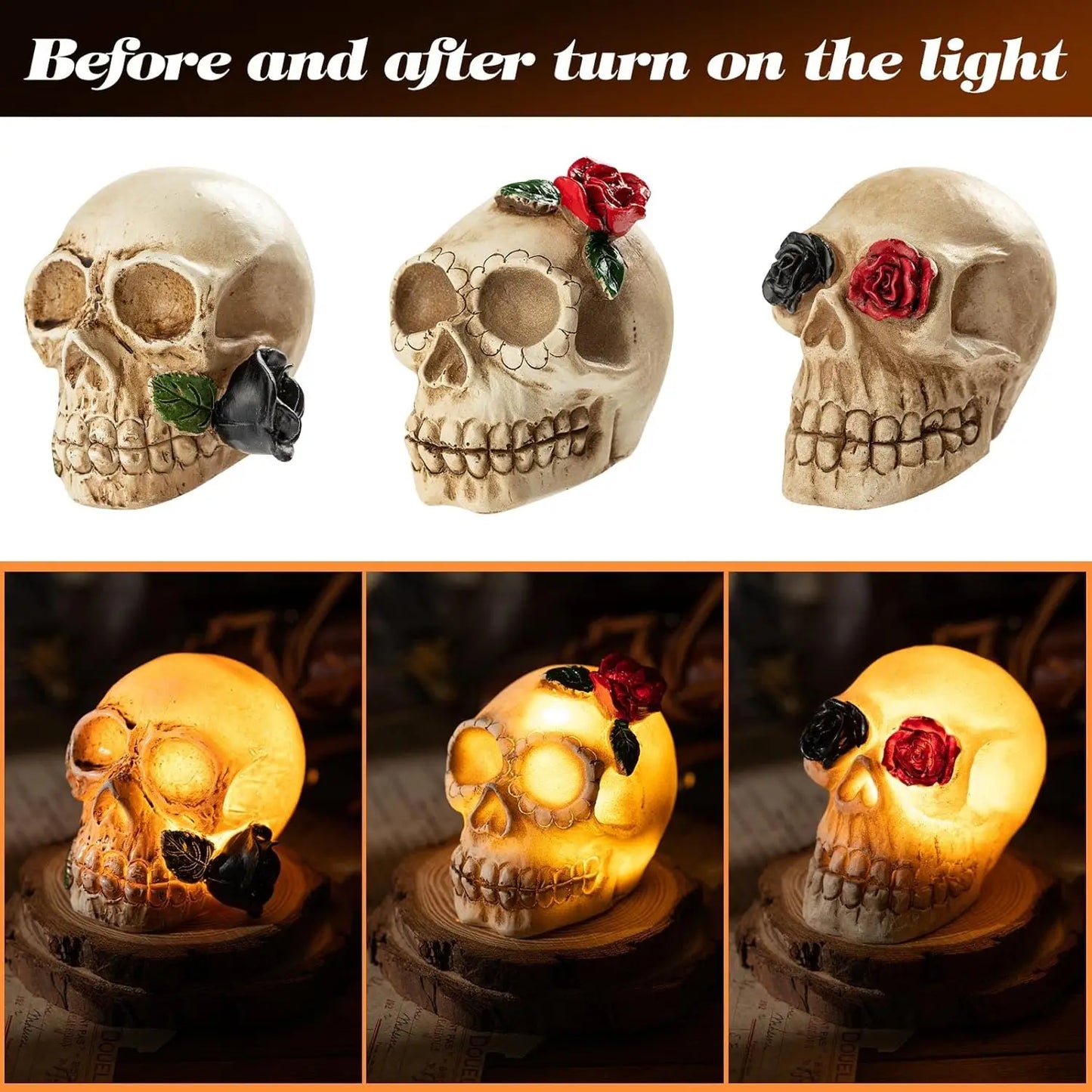 LED Skull Decor - Realistic Glowing Skeleton Heads