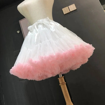 Women Flower Style Lolita Petticoats Tutu Puffy Cancan Skirt