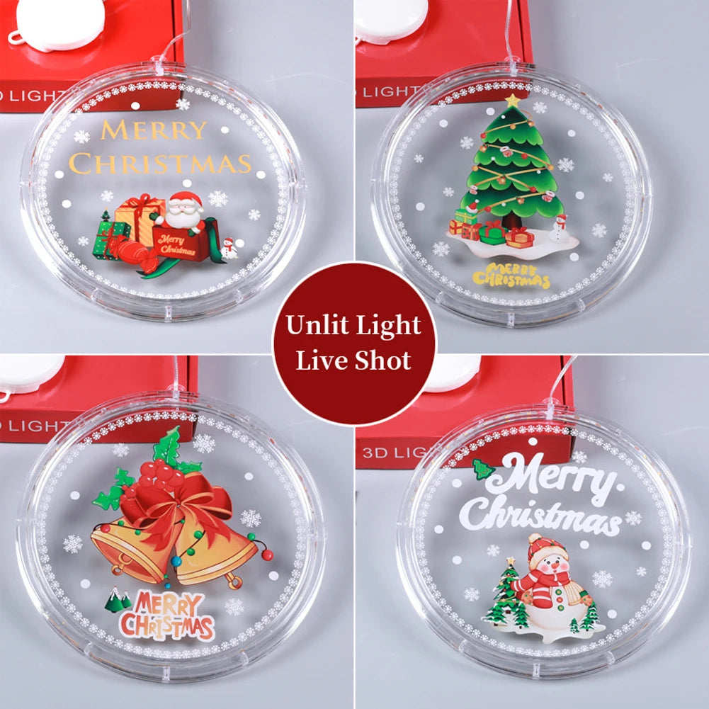 Christmas Window Light LED 3D Hanging Lights Battery Operated Round Lamp