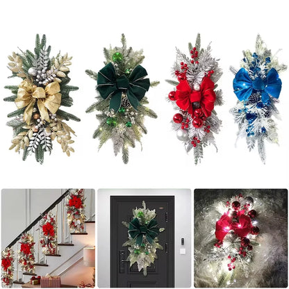 Christmas Wreath With Led Light For Front Door/Staircase/Fireplace/OutdoorDecor