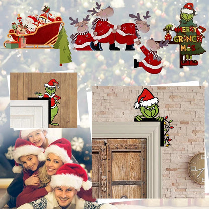 Wooden Christmas Door Frame Decoration Santa Claus