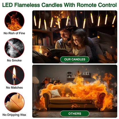 Floating Electronic Candles -  Magic Wand Remote Hanging Candles