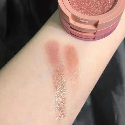 3 Warna Cute Nude Glitter Eyeshadow Palette