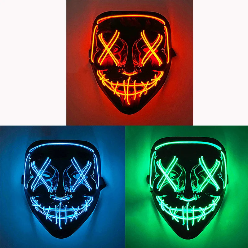 Halloween Led Mask Light Up Scary Mask And Gloves