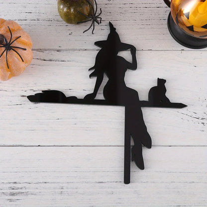 Black Cat Witch Acrylic Corner Sign