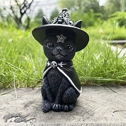 Outdoor Witch Cat Garden Statue